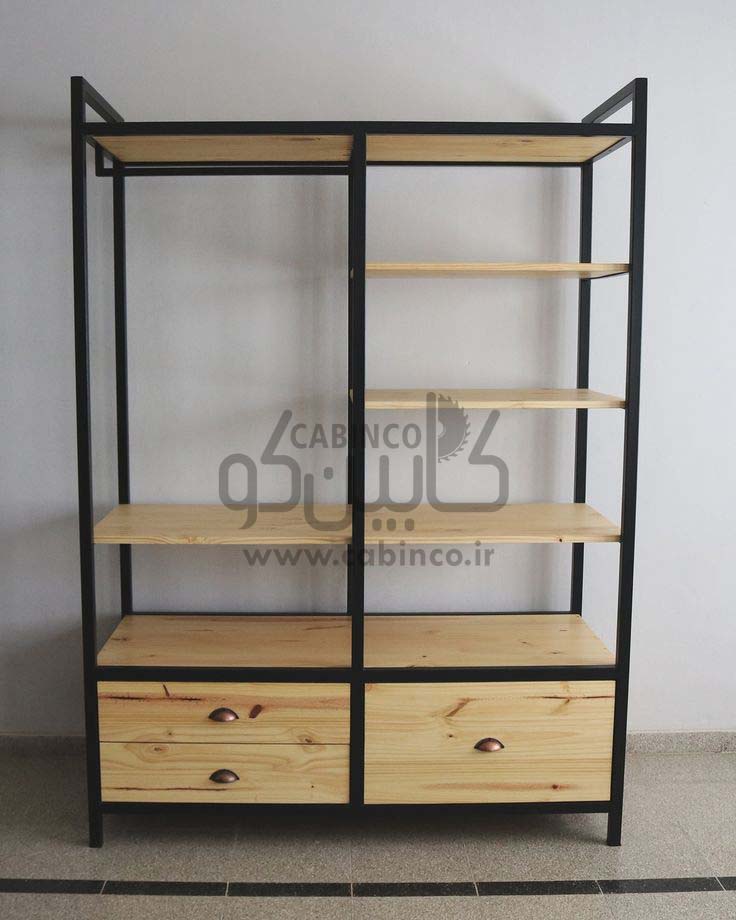 کمد لباس چوبی آهنی مدل CHA1001