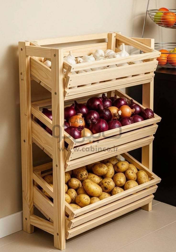جای پیاز و سیب زمینی چوبی